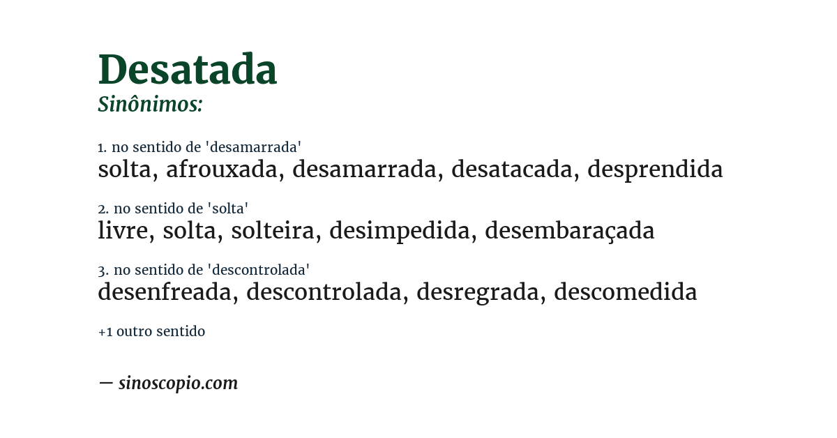 Sinônimo de desatada