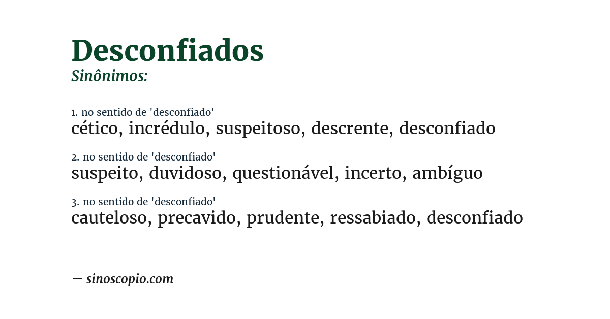 Sinônimo de desconfiados