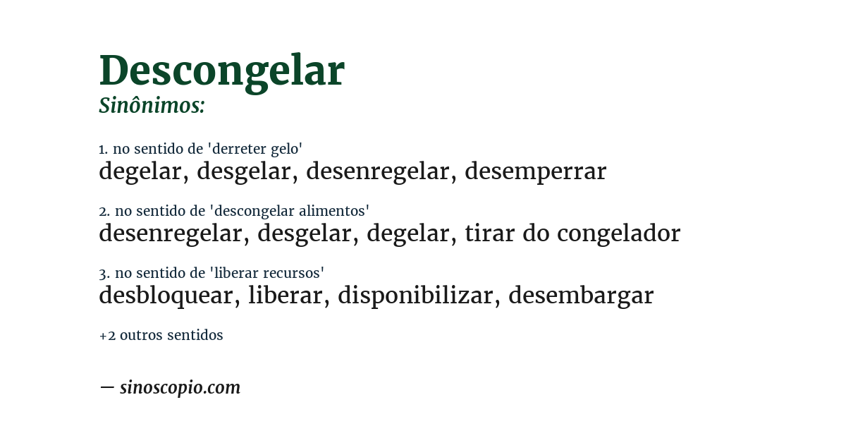 Sinônimo de descongelar