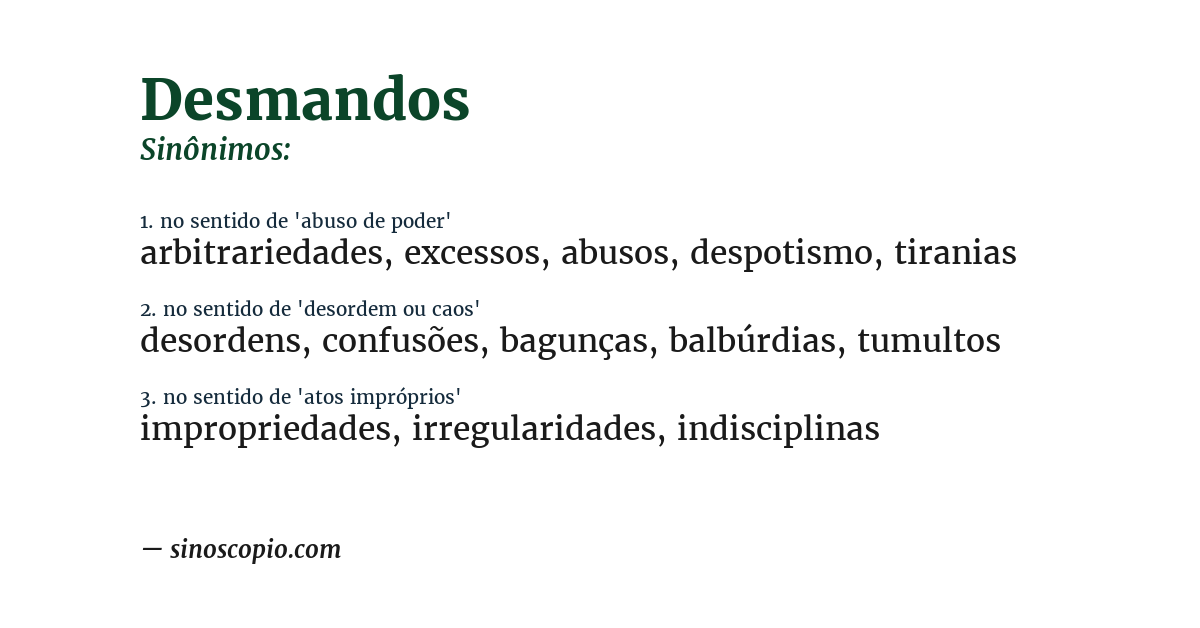 Sinônimo de desmandos