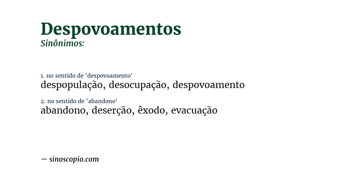 Sinônimo de despovoamentos