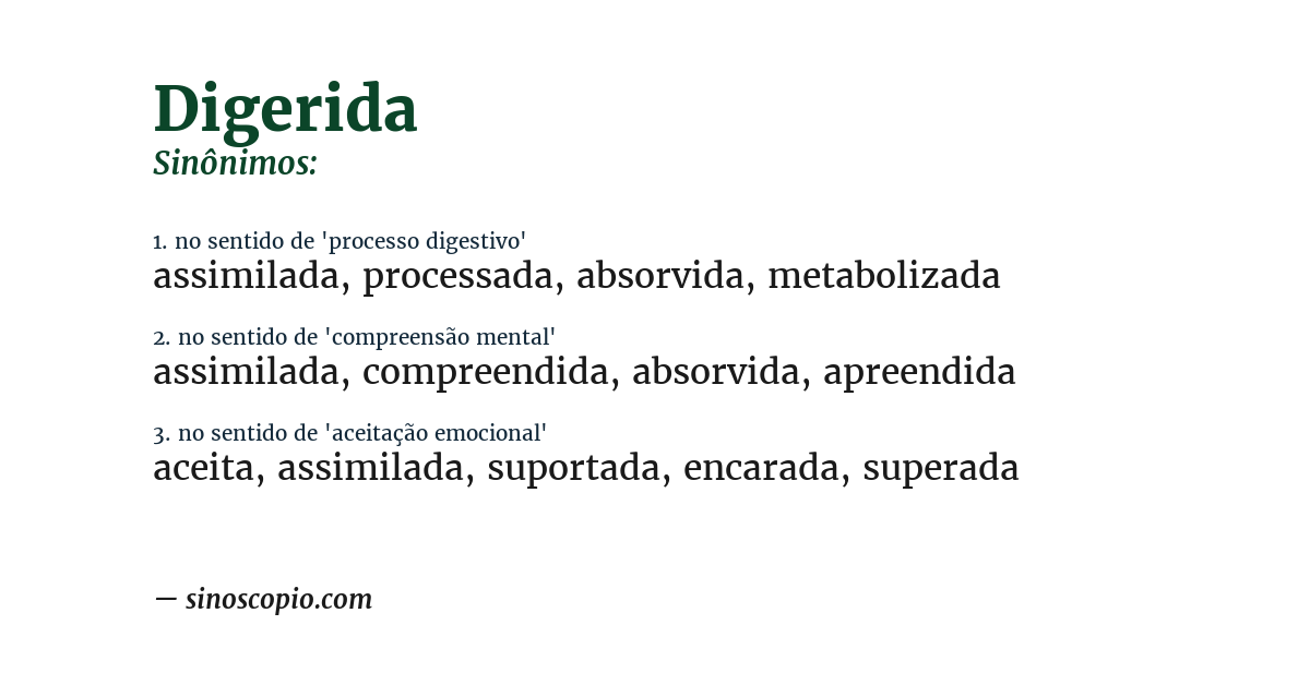 Sinônimo de digerida