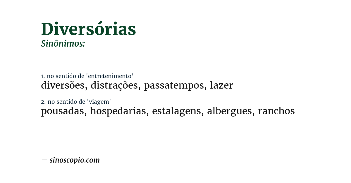 Sinônimo de diversórias
