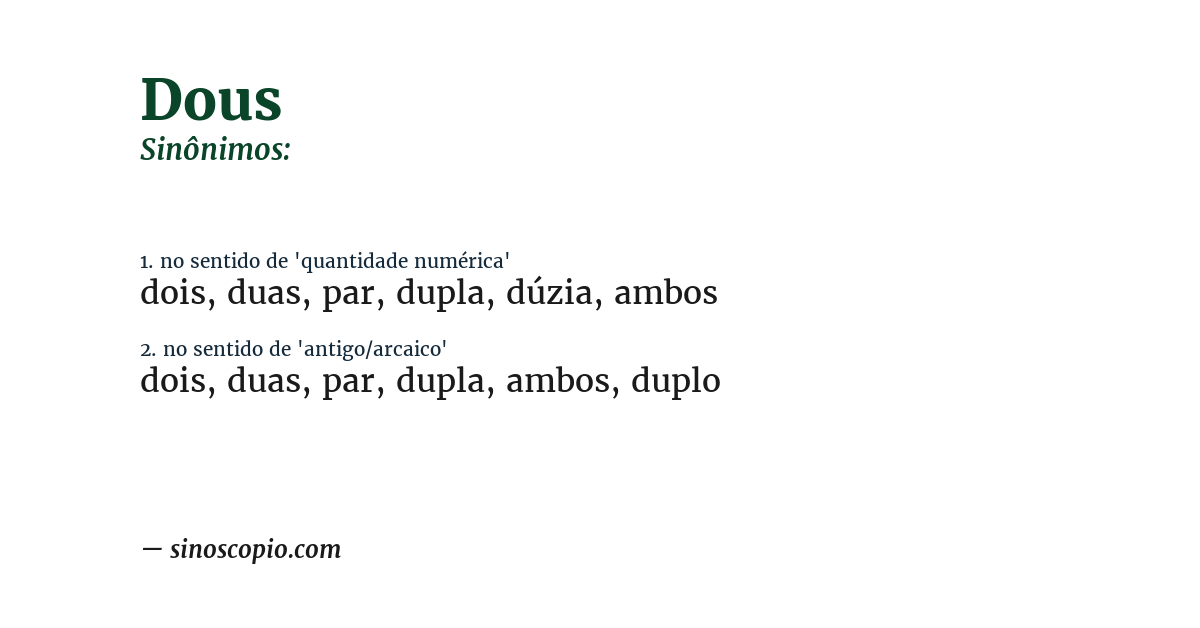 Sinônimo de dous