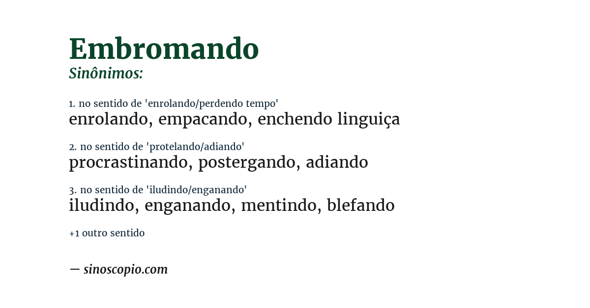 Sinônimo de embromando