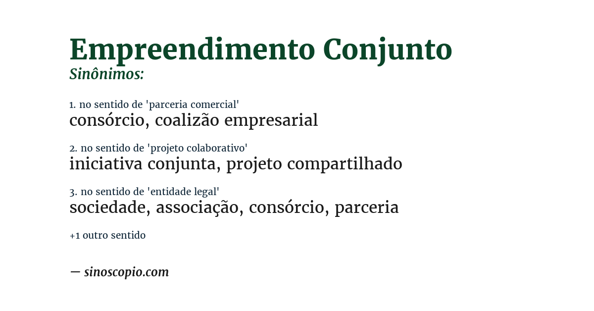 Sinônimo de empreendimento conjunto