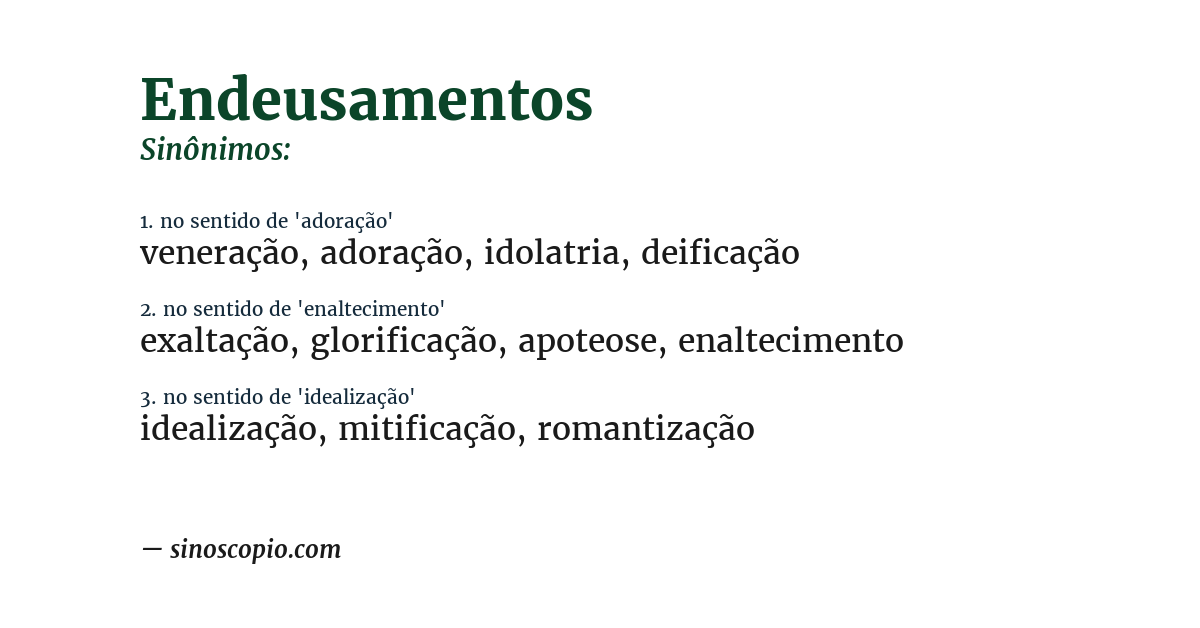 Sinônimo de endeusamentos