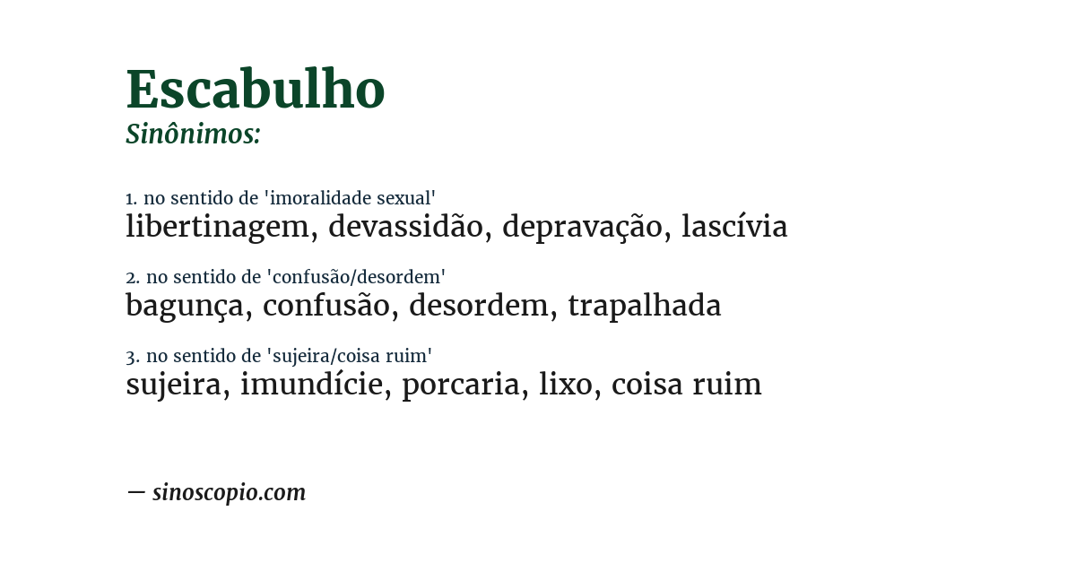 Sinônimo de escabulho