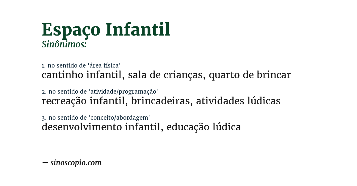 Sinônimo de espaço infantil