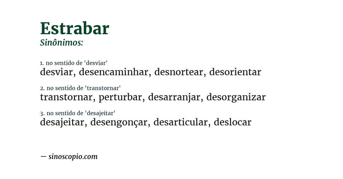 Sinônimo de estrabar