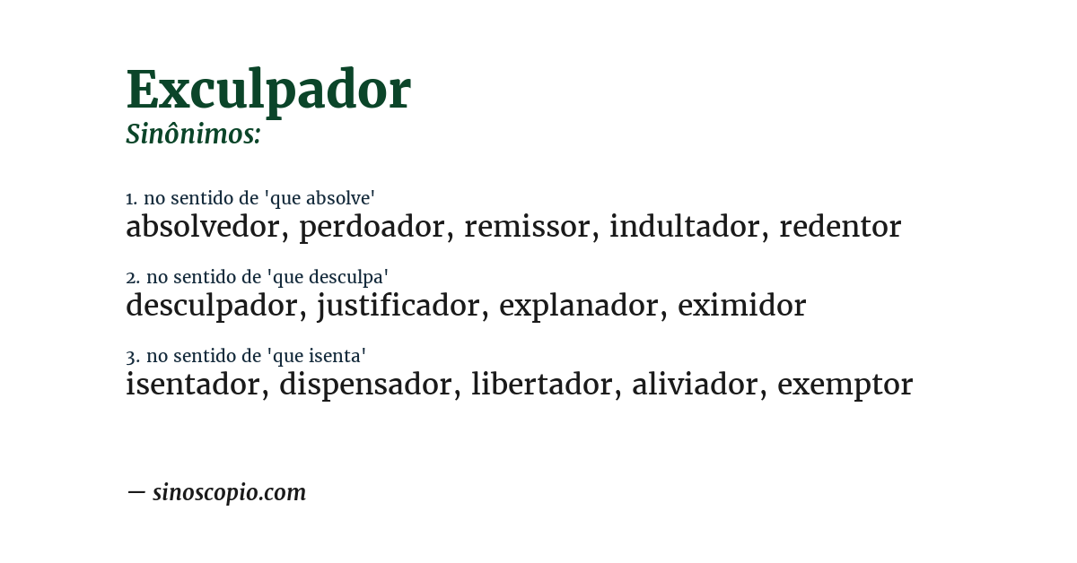 Sinônimo de exculpador