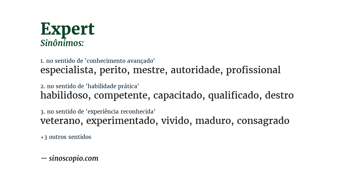 Sinônimo de expert