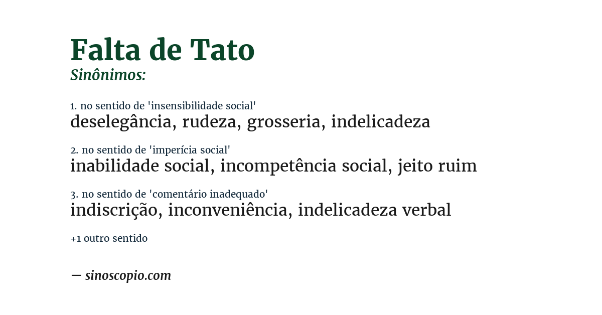 Sinônimo de falta de tato