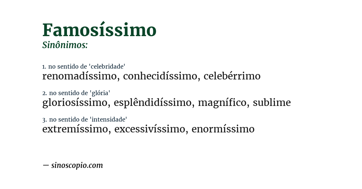 Sinônimo de famosíssimo