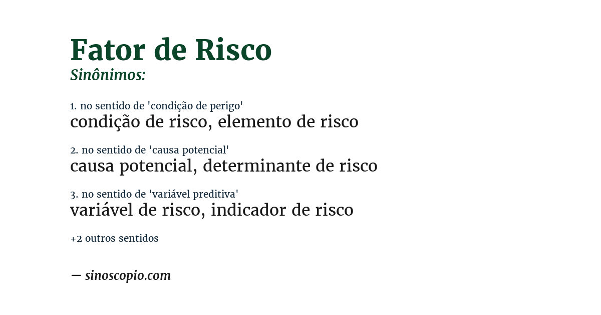 Sinônimo de fator de risco