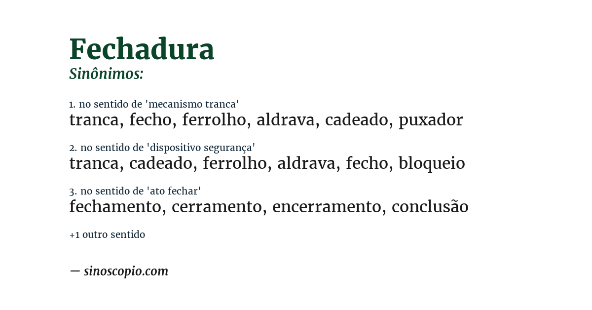 Sinônimo de fechadura