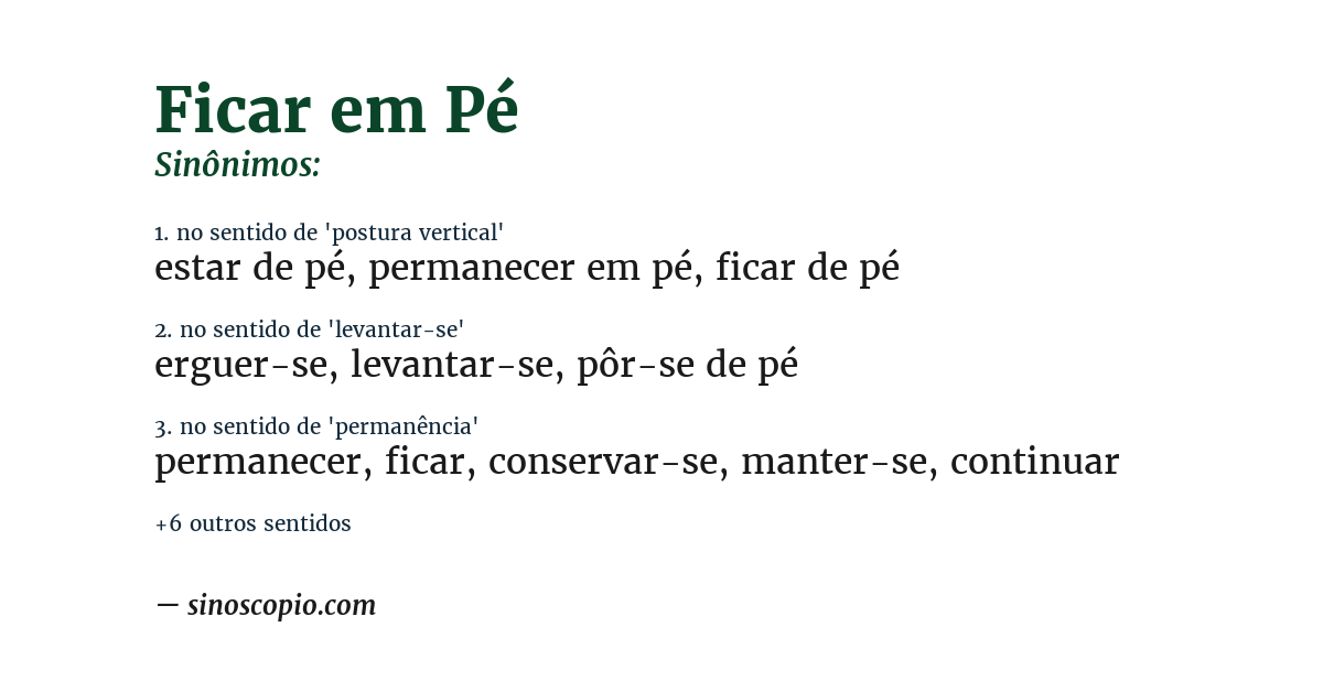 Sinônimo de ficar em pé