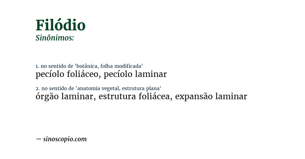 Sinônimo de filódio