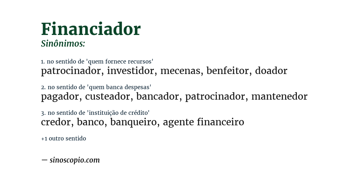 Sinônimo de financiador