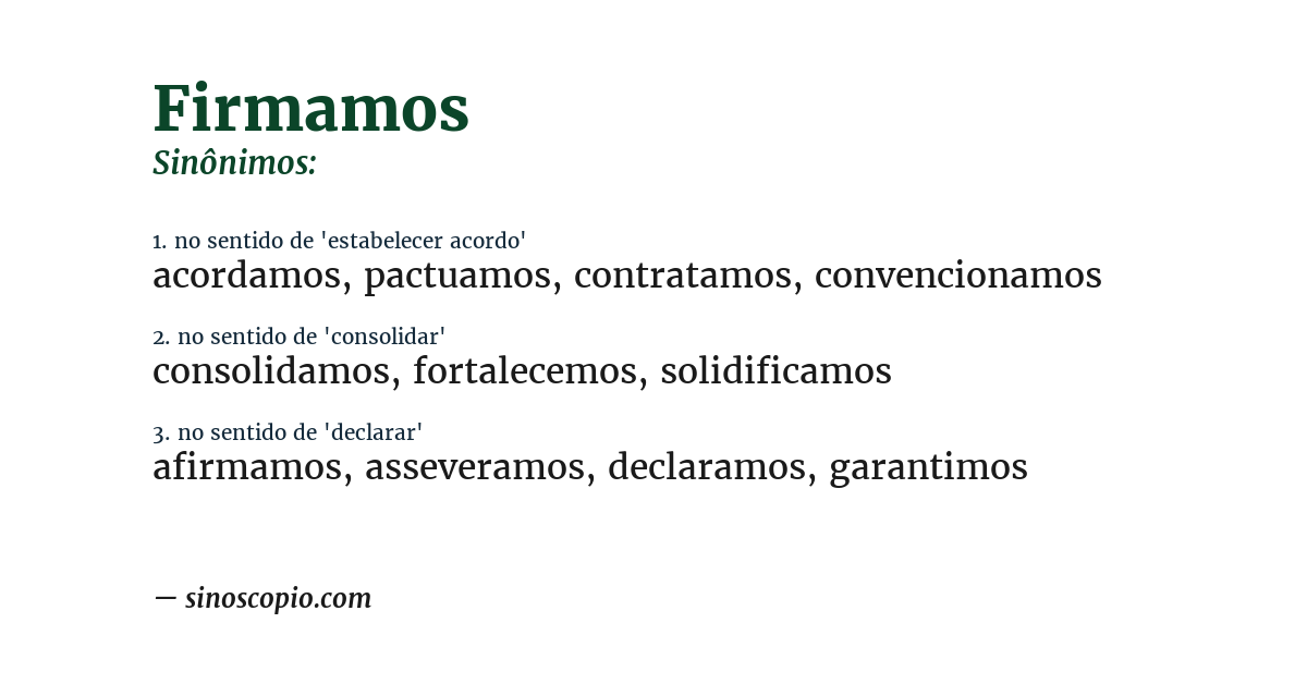 Sinônimo de firmamos