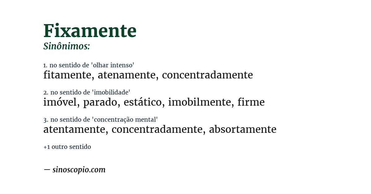 Sinônimo de fixamente