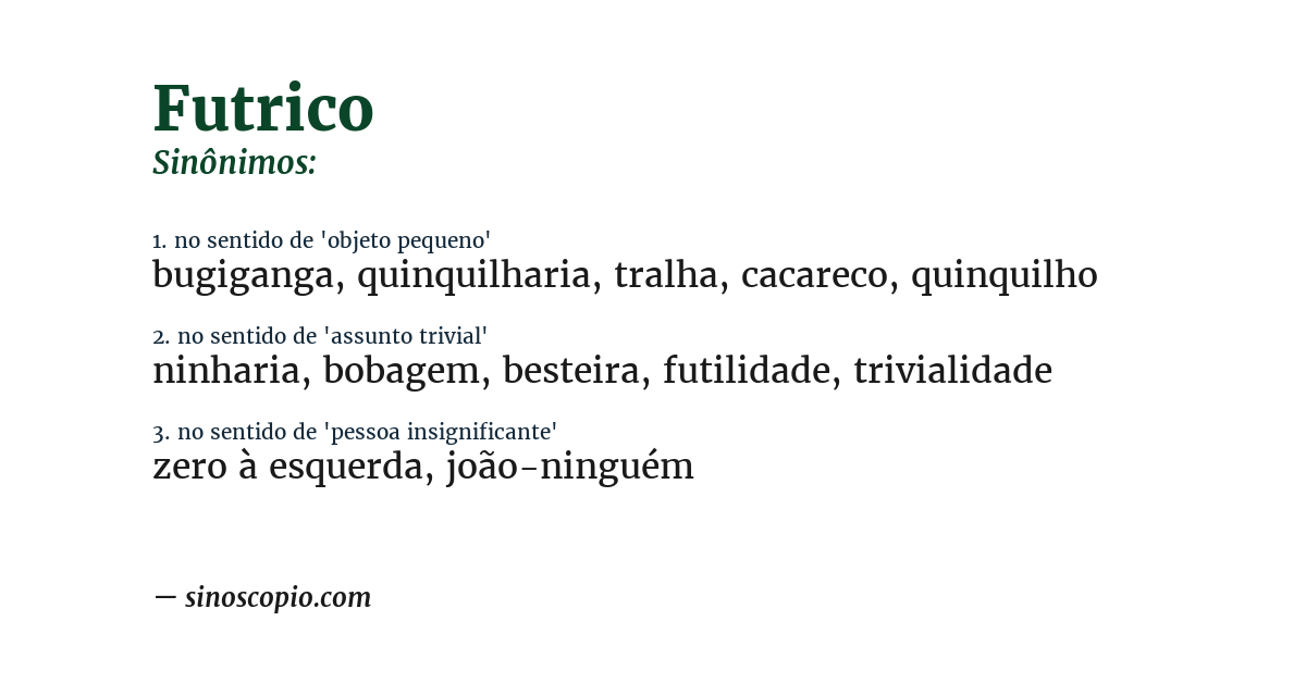 Sinônimo de futrico