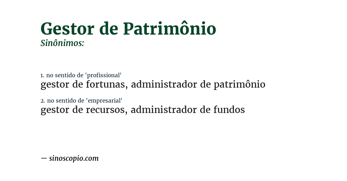 Sinônimo de gestor de patrimônio