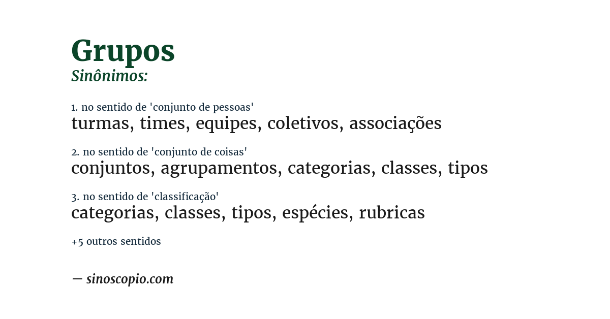 Sinônimo de grupos