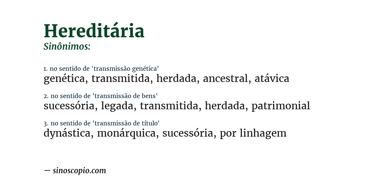 Sinônimo de hereditária
