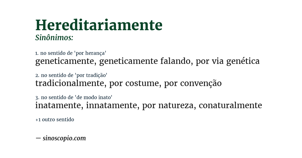 Sinônimo de hereditariamente
