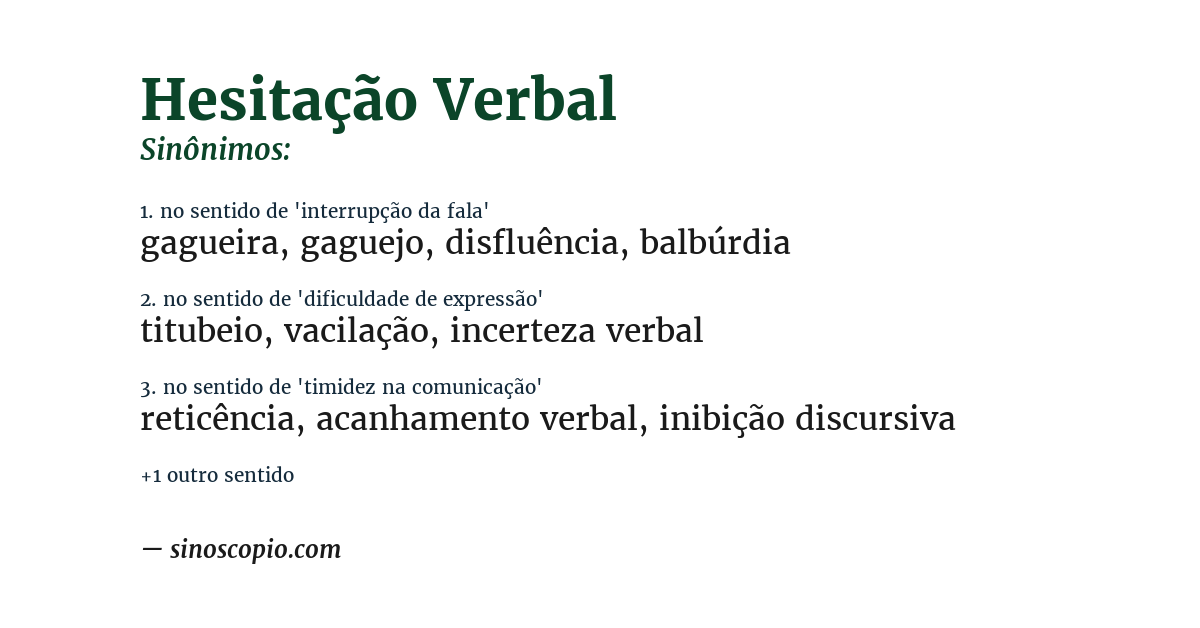 Sinônimo de hesitação verbal