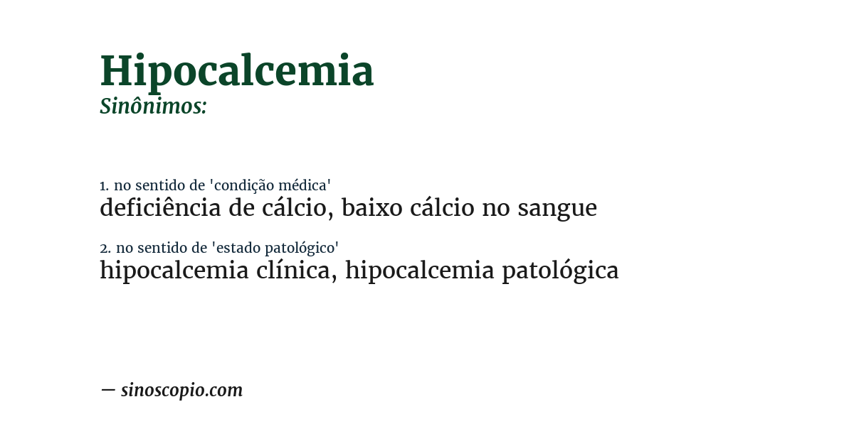 Sinônimo de hipocalcemia