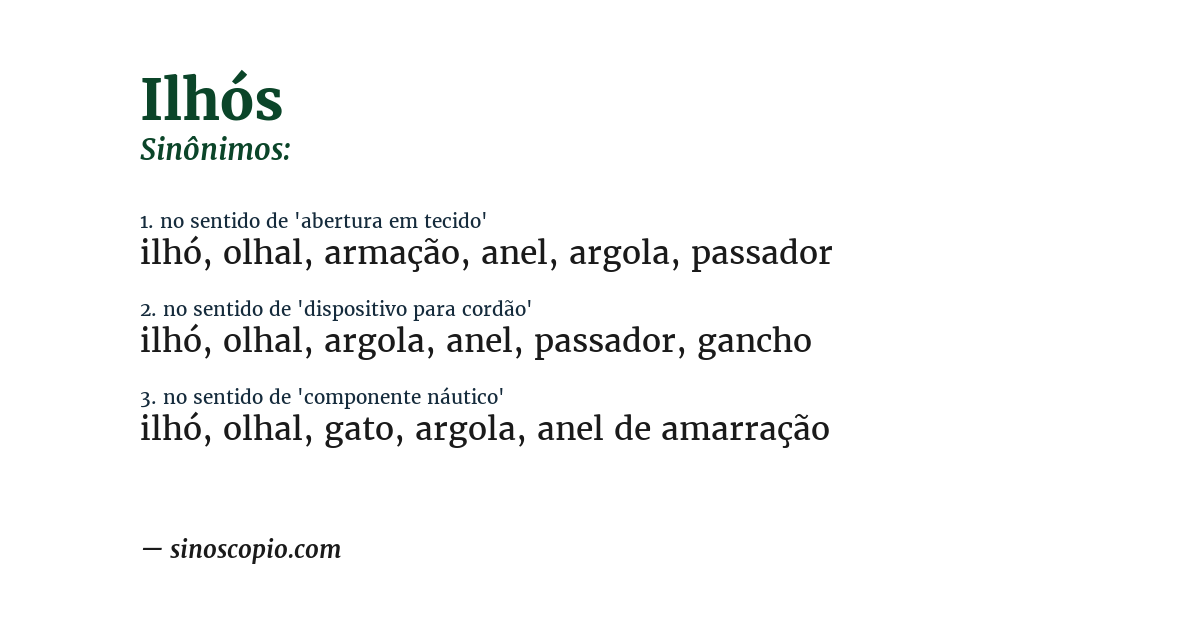 Sinônimo de ilhós