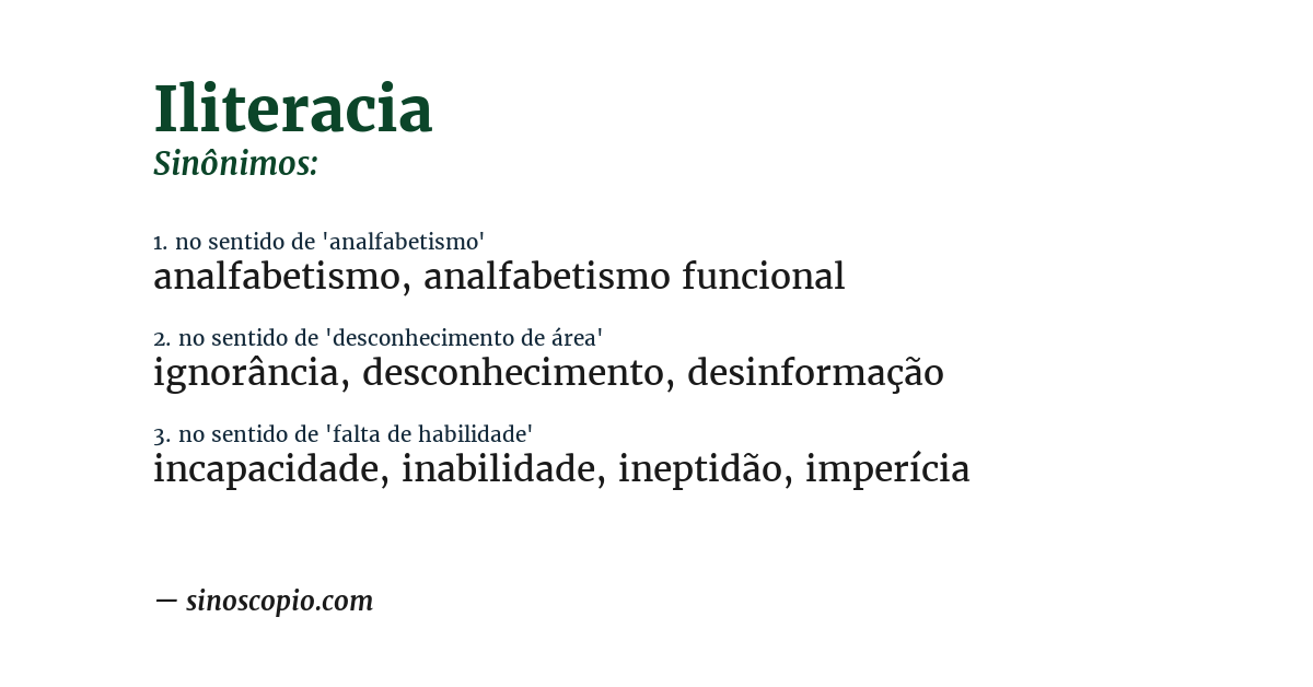 Sinônimo de iliteracia