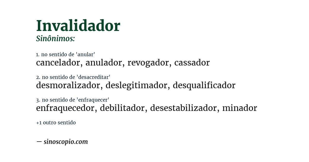 Sinônimo de invalidador