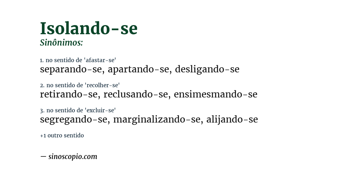 Sinônimo de isolando-se