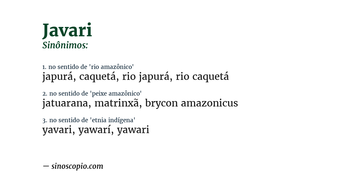 Sinônimo de javari