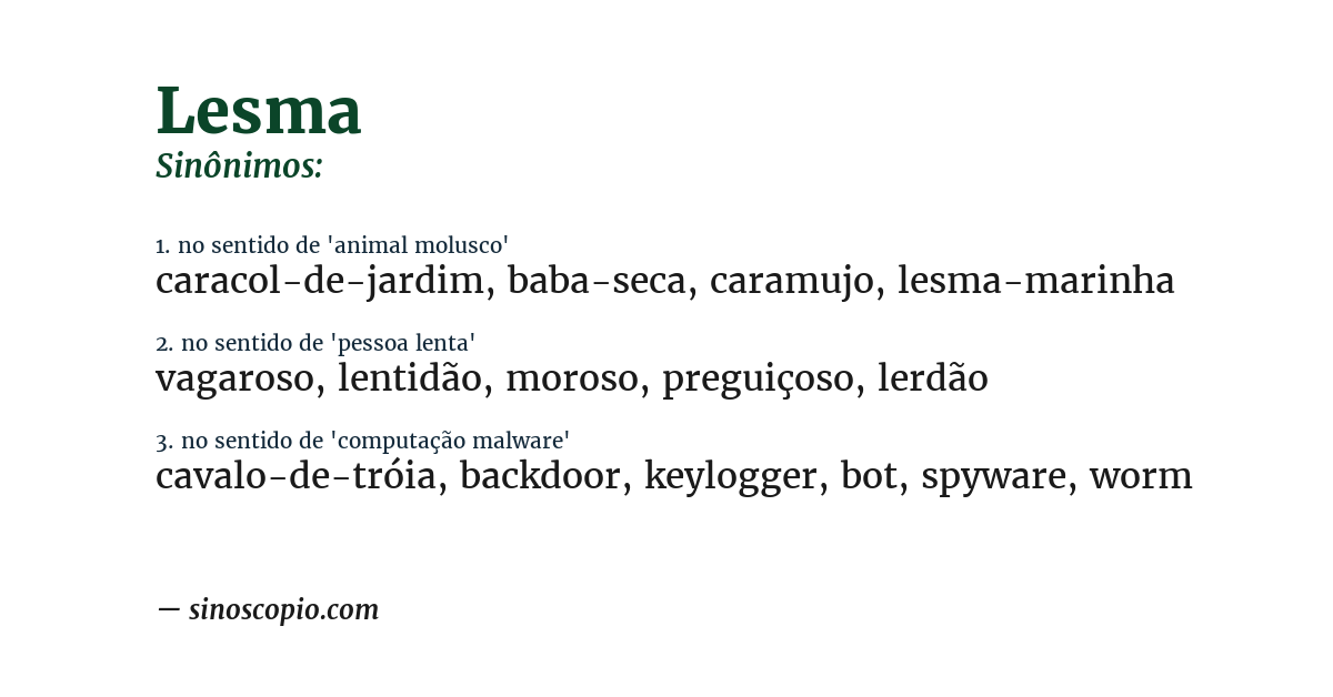 Sinônimo de lesma