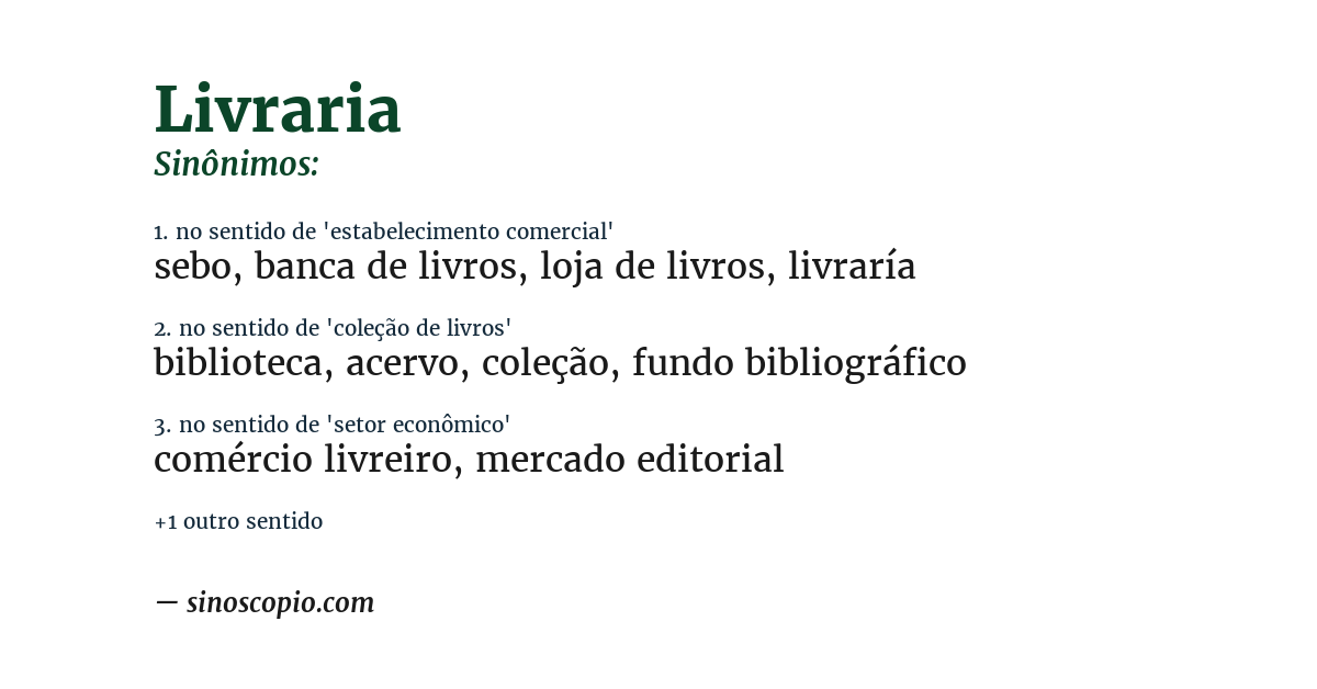 Sinônimo de livraria