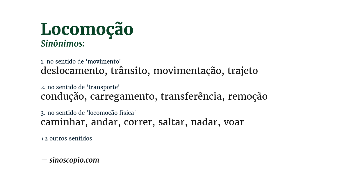 Sinônimo de locomoção