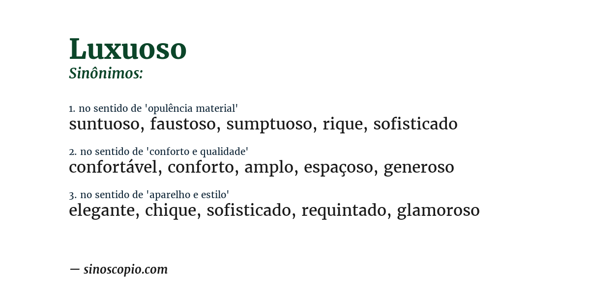 Sinônimo de luxuoso