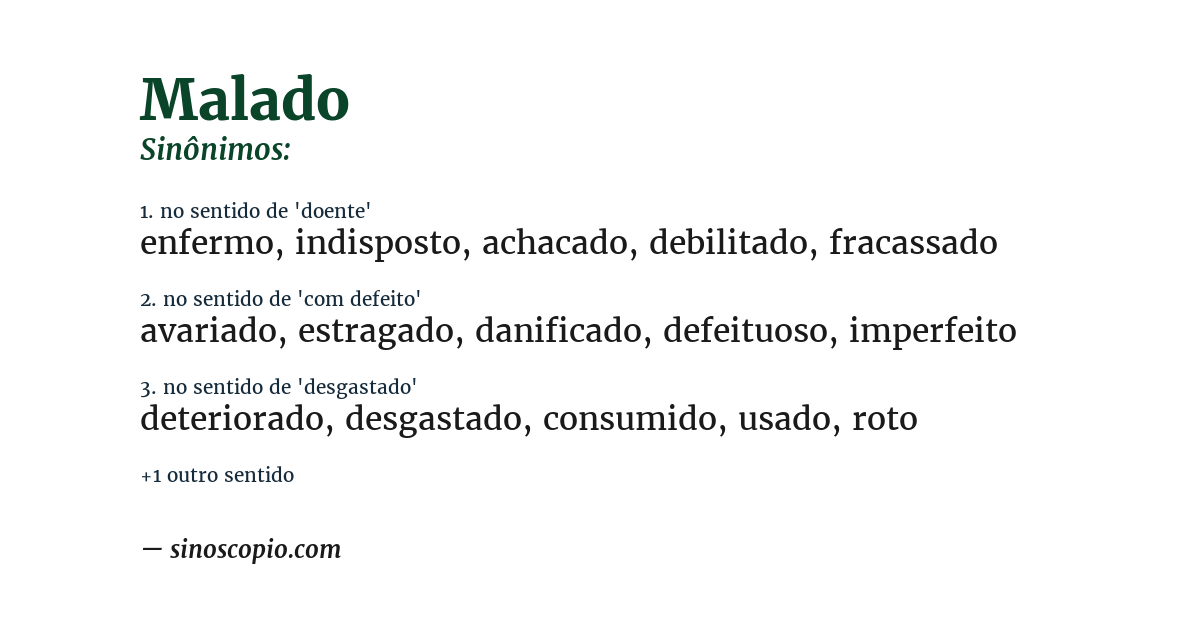 Sinônimo de malado