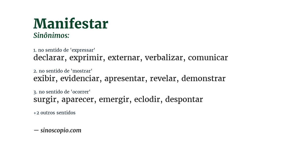 Sinônimo de manifestar