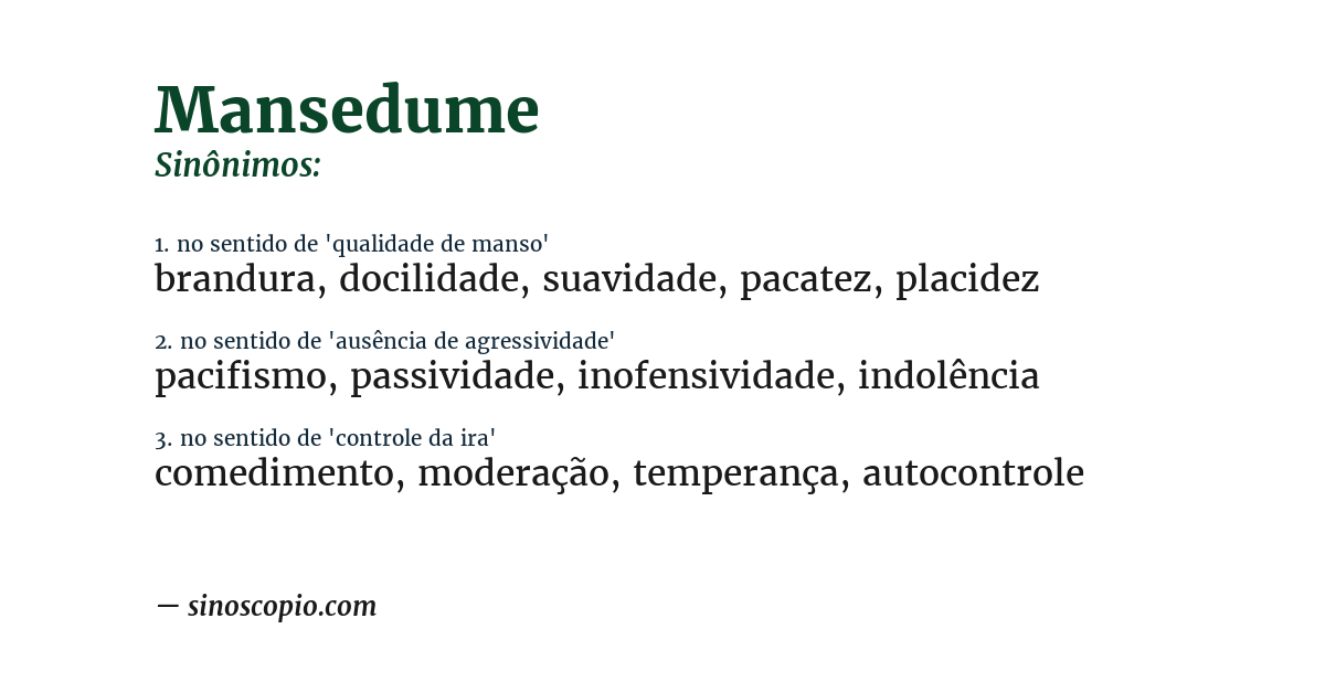 Sinônimo de mansedume