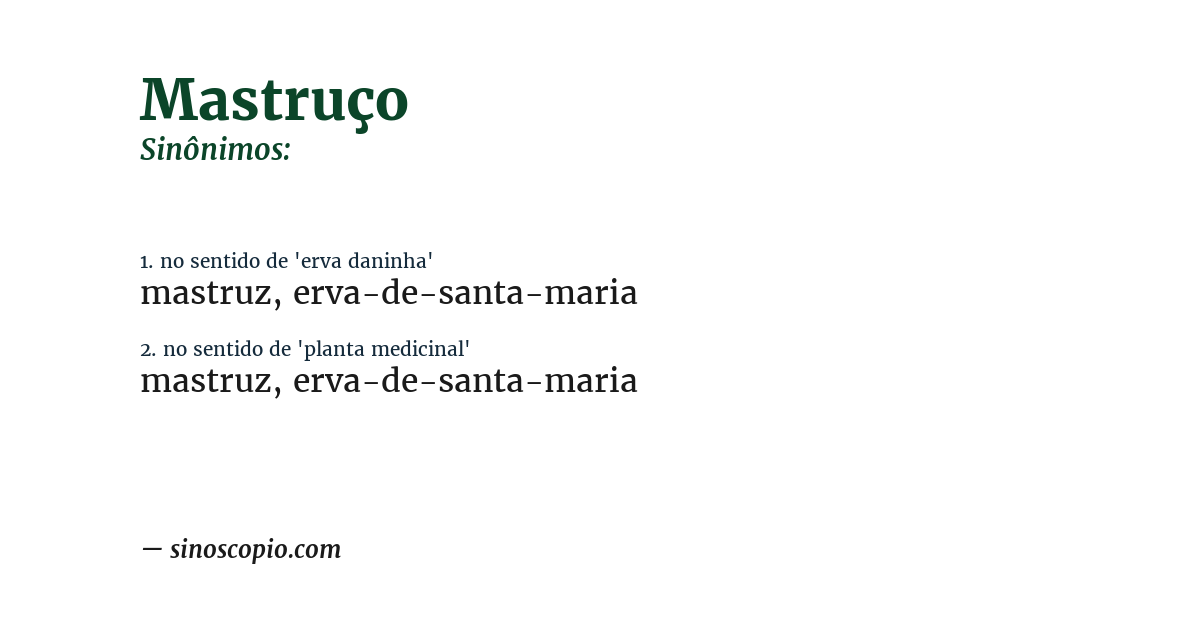 Sinônimo de mastruço