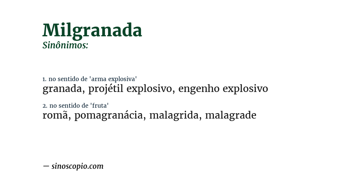 Sinônimo de milgranada