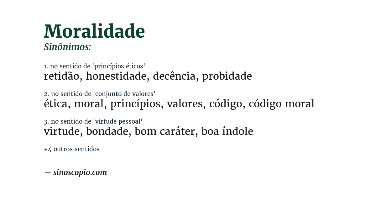 Sinônimo de moralidade