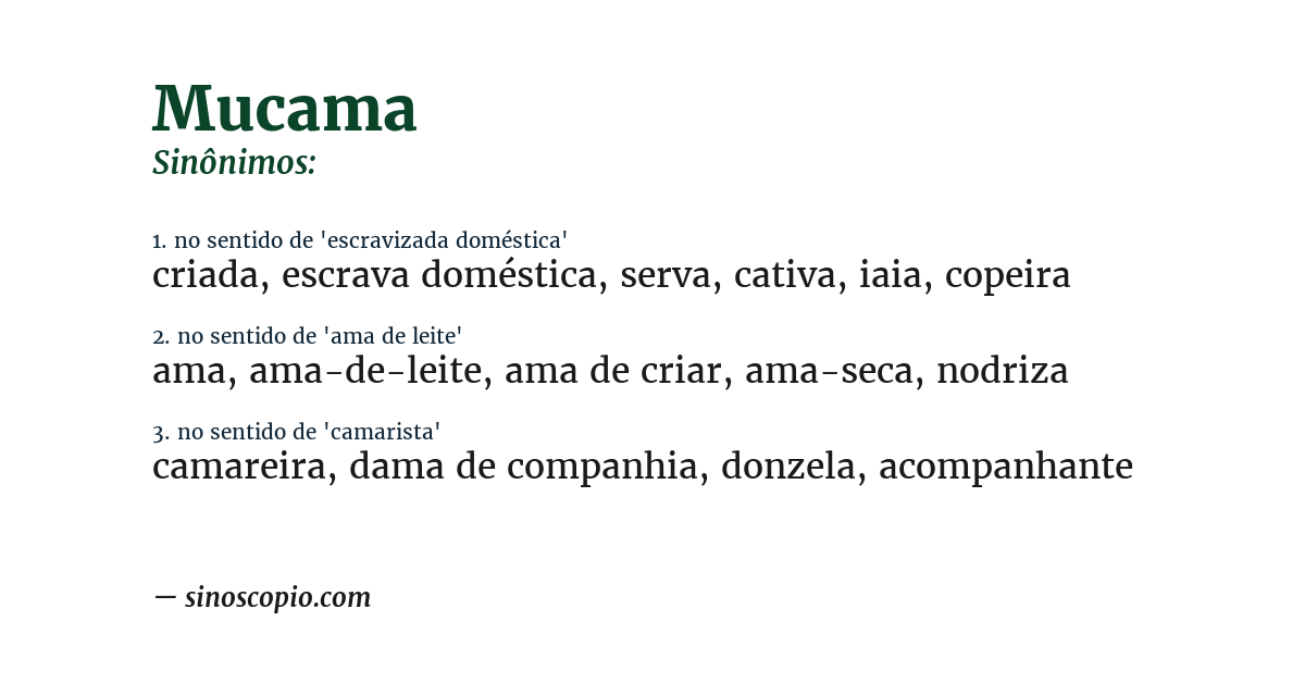 Sinônimo de mucama