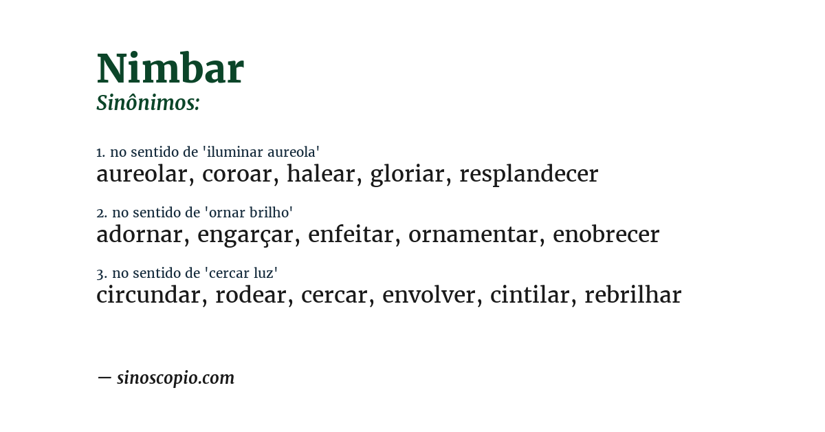 Sinônimo de nimbar