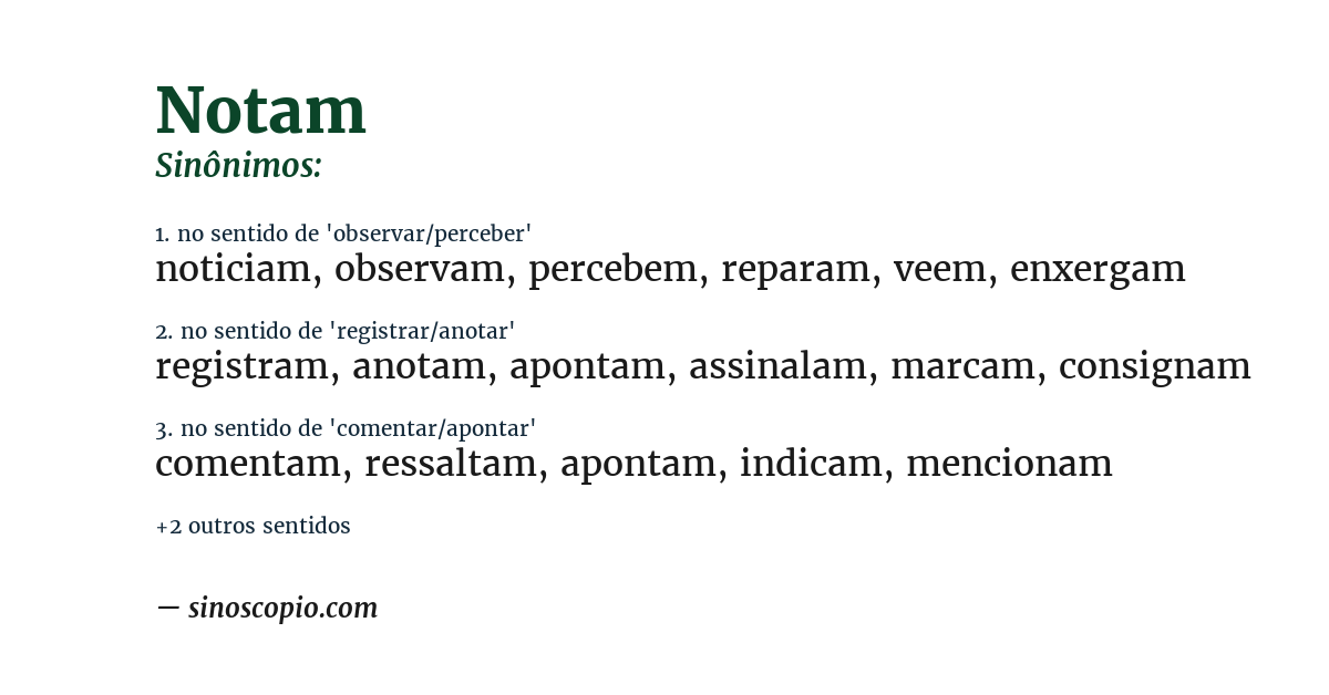 Sinônimo de notam